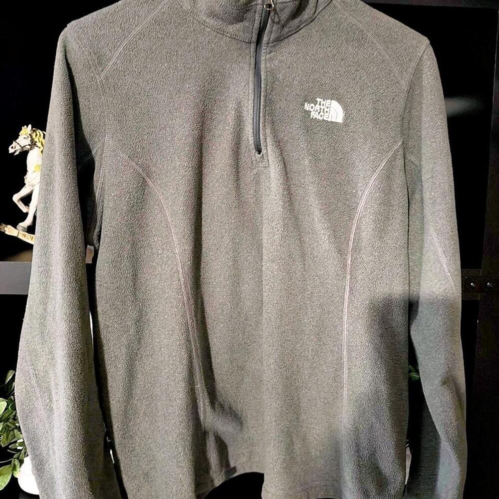 North Face Gray Quarter Zip Fleece Pullover Women's Large